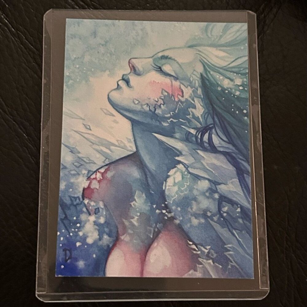 ACEO Original Art “Frozen” Beautiful Woman in Ice Crystals by Unknown
